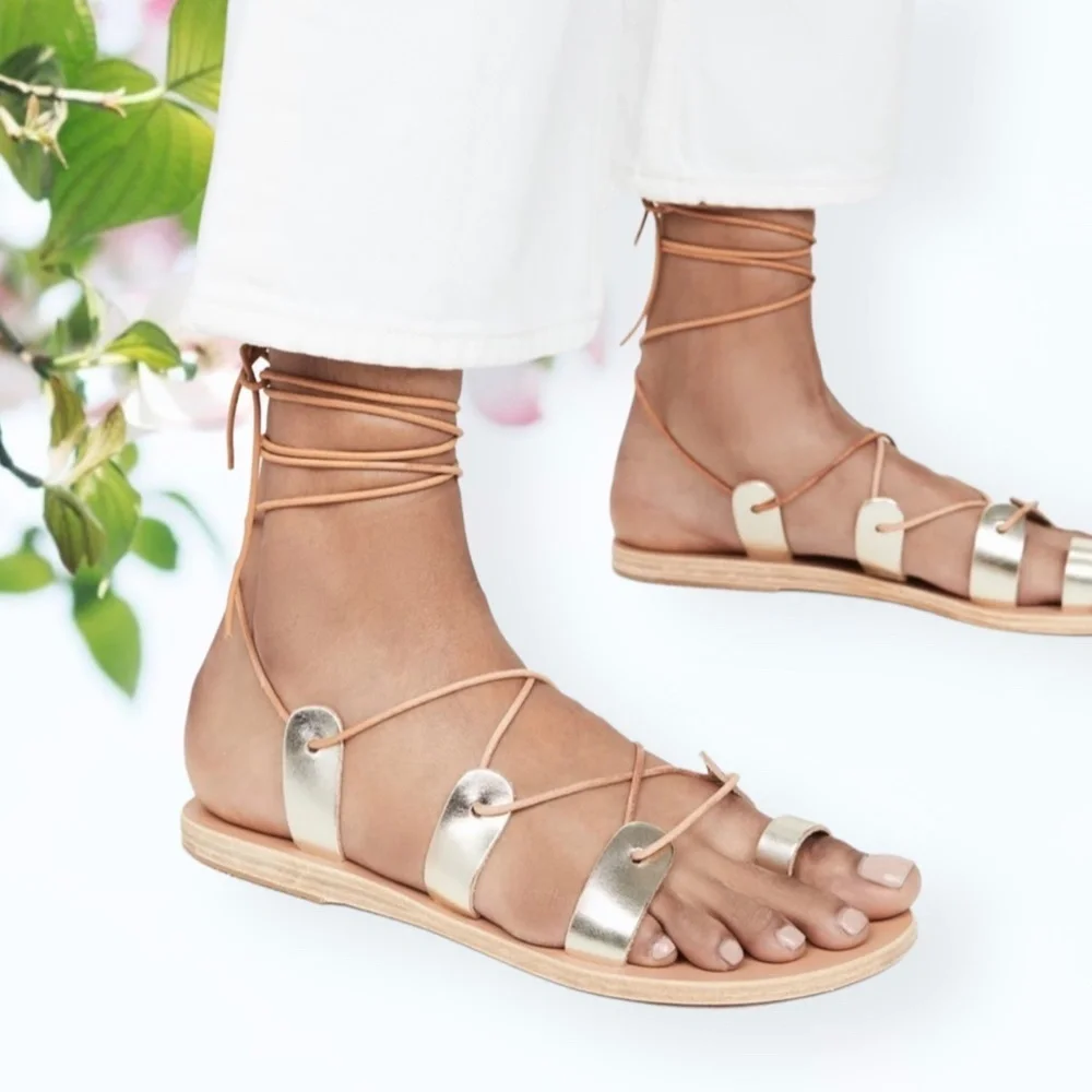 ANCIENT Greek Sandals Lace Up Gladiators - Picture 2 of 12